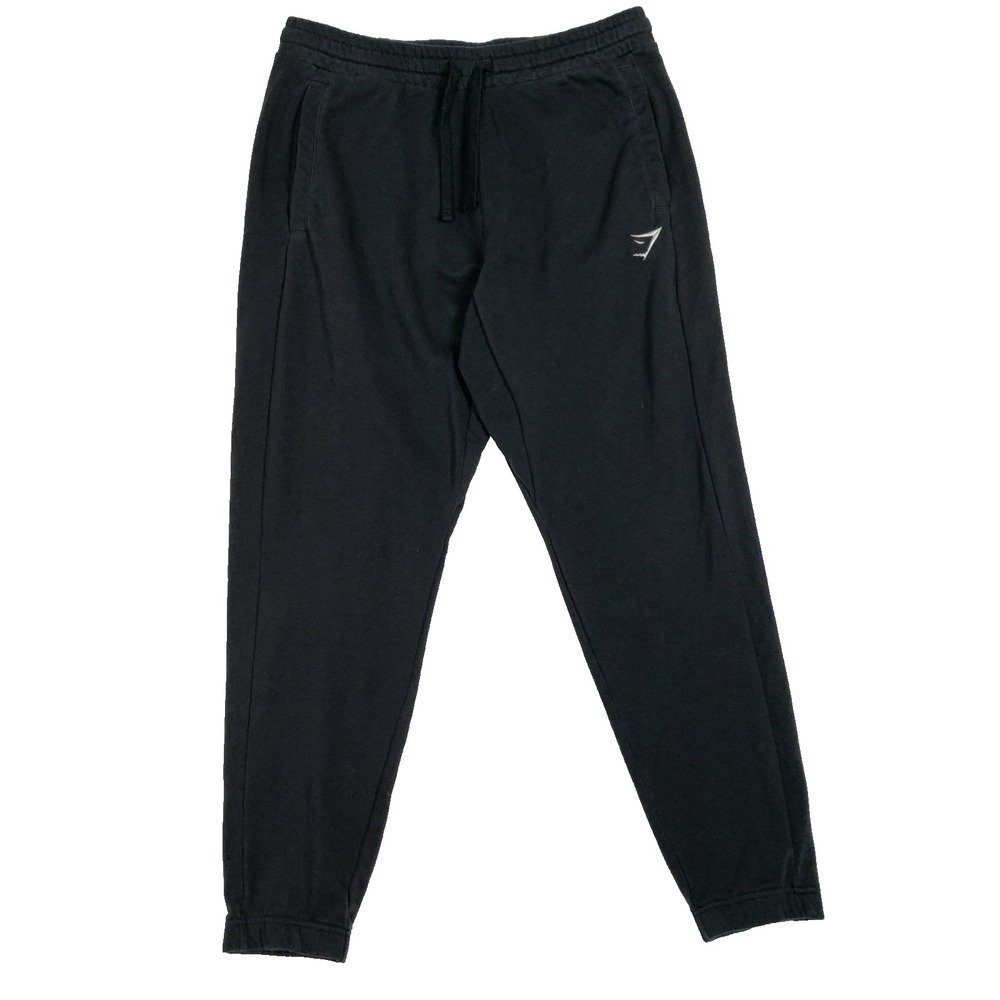 Gymshark Men Pants XL Black Sweatpants Fleece Jogger Logo 30" Inseam
